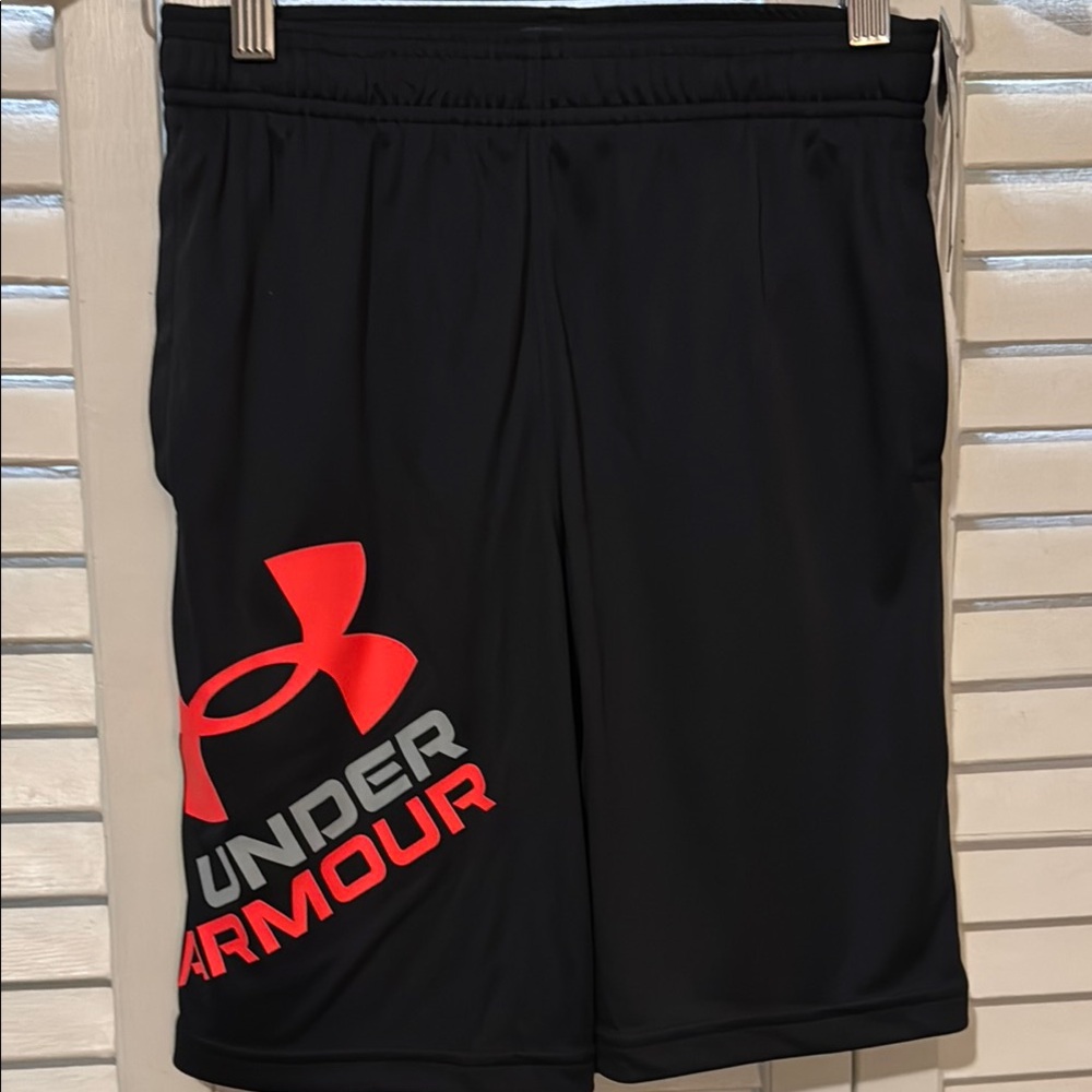 Under Armour Black and Red Athletic Shorts